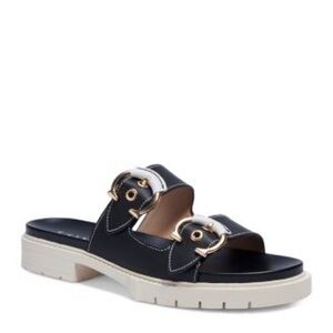 Coach Piper Buckled Platform Black and White Sandals